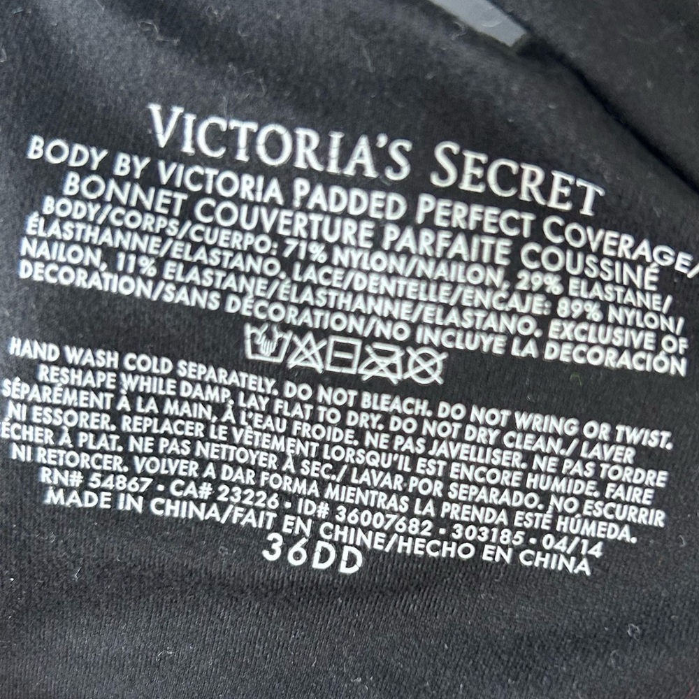 Victoria's Secret Women's Padded Perfect Coverage Black Lace Bra Size 36DD - Picture 4 of 4